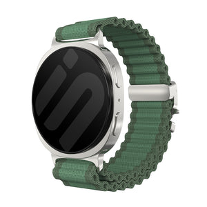 Samsung Galaxy Watch 9 - 40mm outdoor nylon band met P-buckle (groen met zilver)