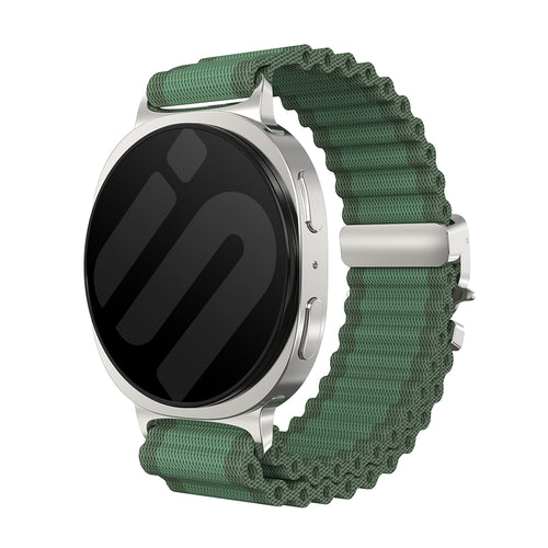 Samsung Galaxy Watch 9 - 40mm outdoor nylon band met P-buckle (groen met zilver)