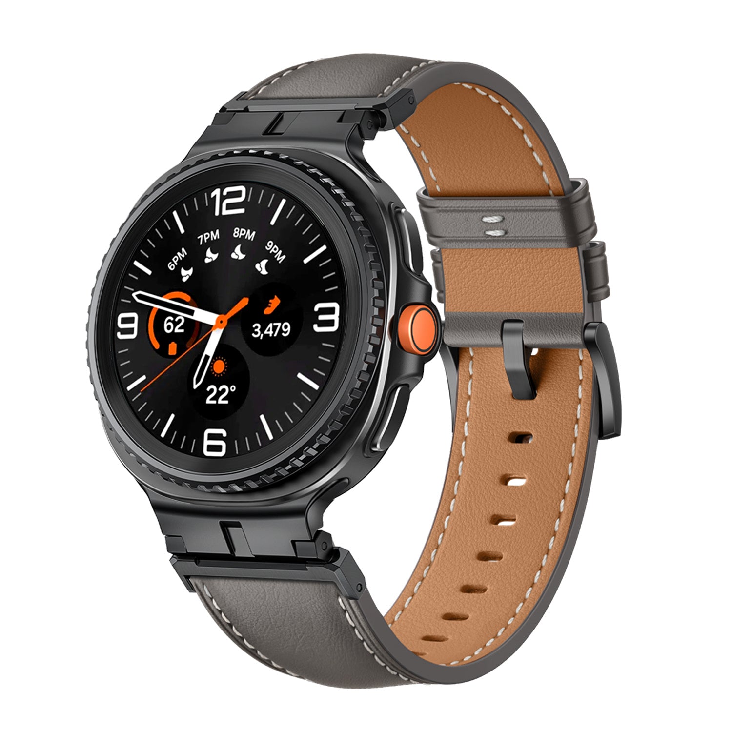 Samsung Galaxy Watch 8 - 44mm luxe leren bandje (grijs)