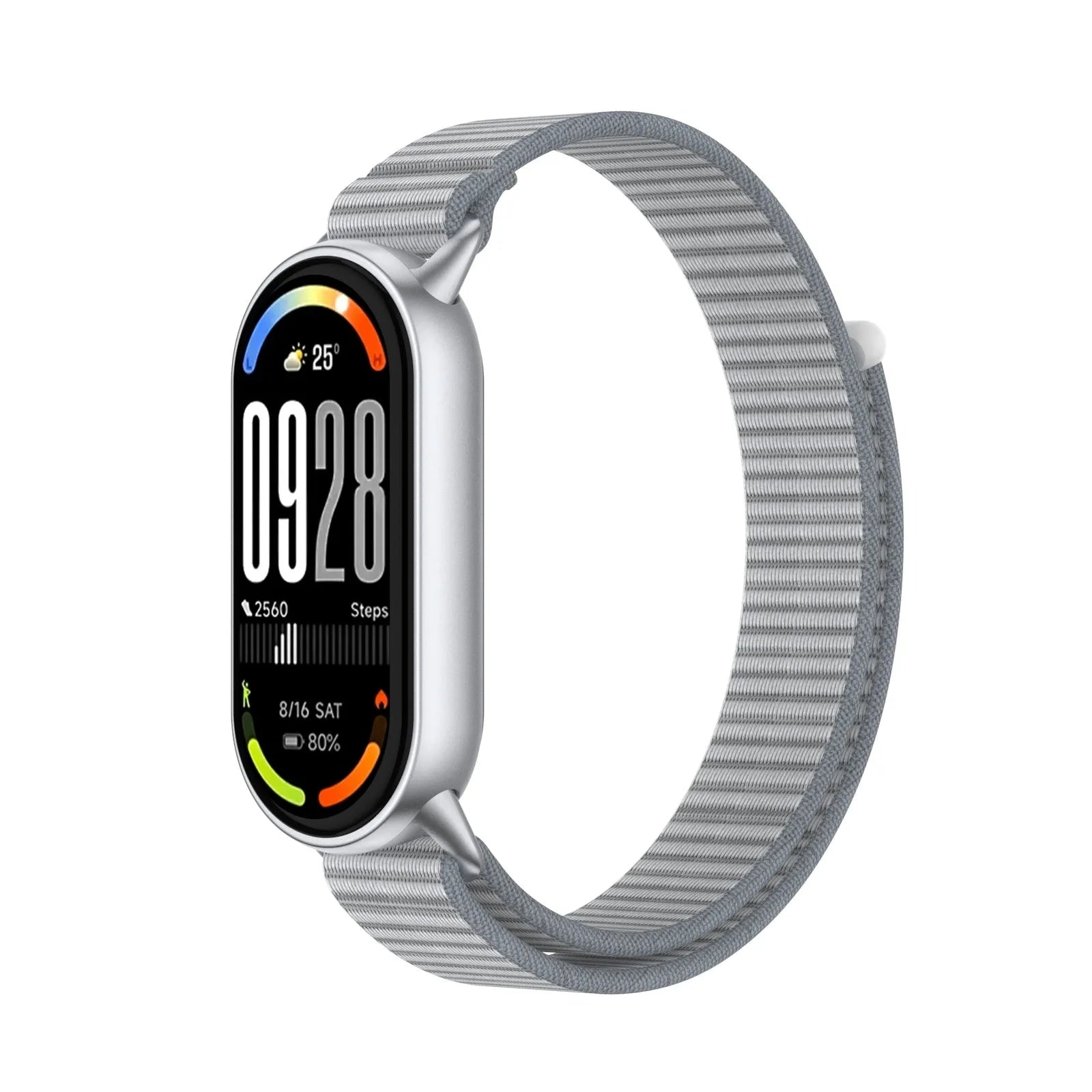 Modern Nylon Strap, grey, on a watch, 3/4 front view