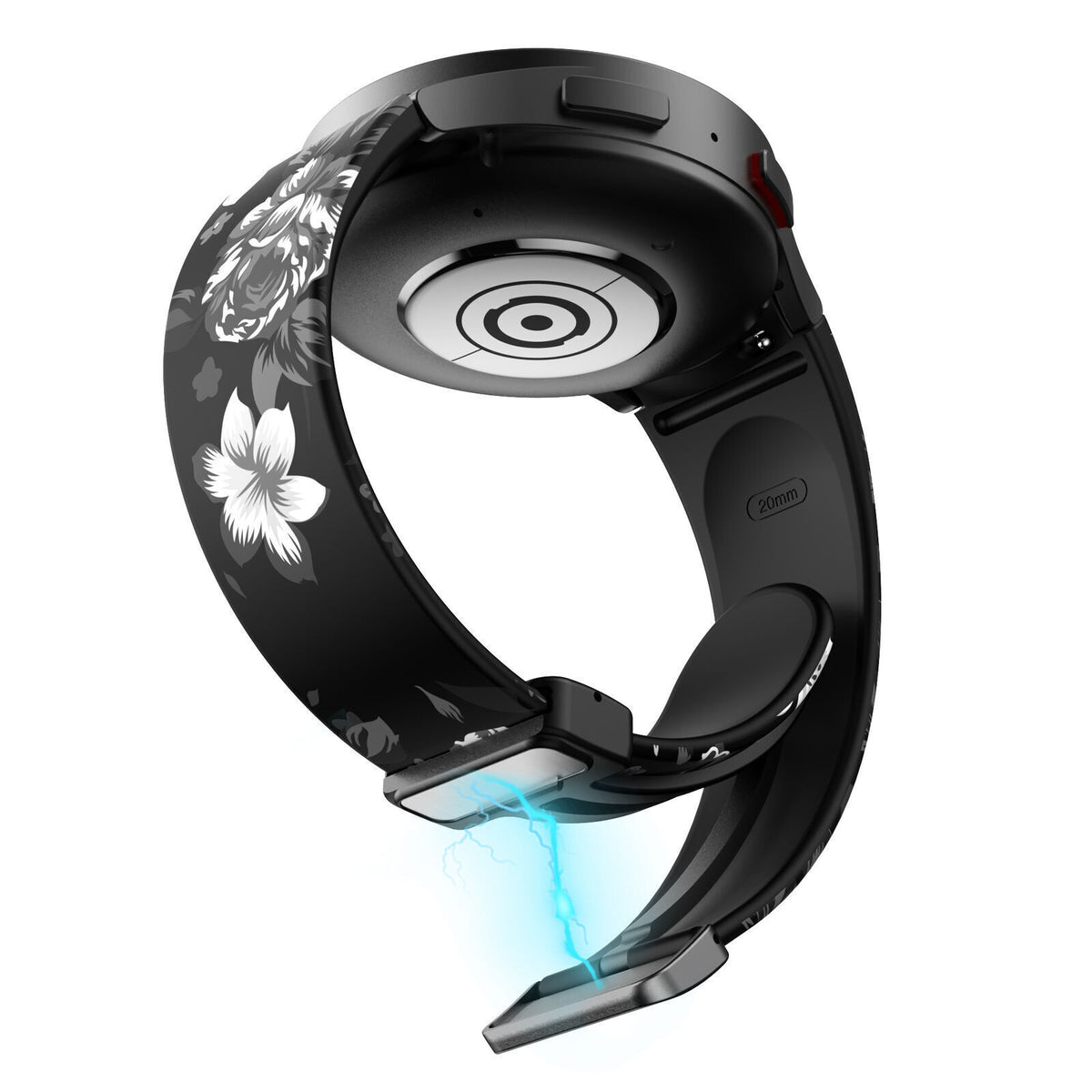 Silicone Magnetic Patterned Strap, on a watch, 3/4 front view