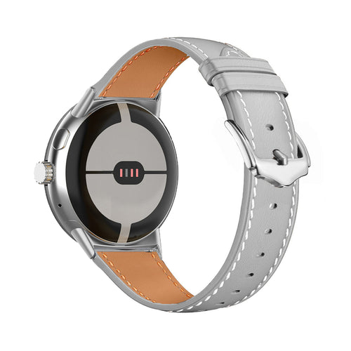 Google Pixel Watch 4 - 45mm modern leren band (grijs)