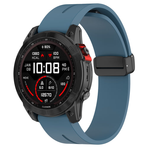 Garmin Fenix 7x D-Buckle Silicone Strap (Grey-Blue)