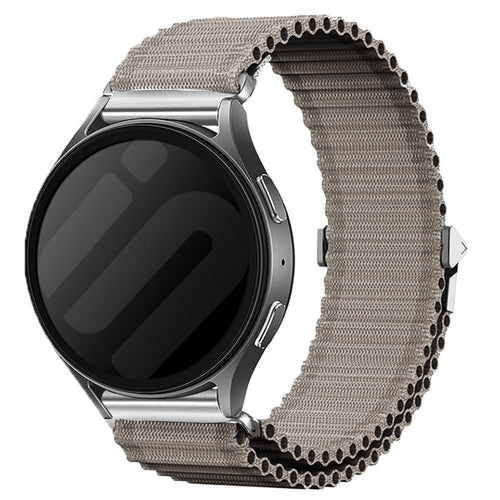 Outdoor Nylon Strap, grey, on a watch, 3/4 front view
