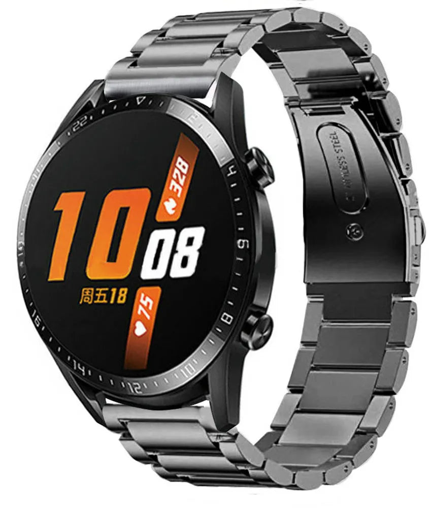 Titanium Strap, graphite, on a watch, 3/4 front view
