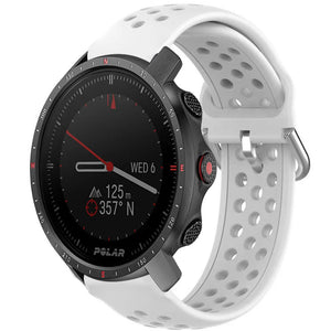 Breathable Silicone Strap, white, on a watch, 3/4 front view
