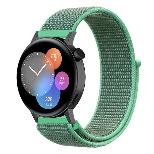 Nylon Strap, mint, on a watch, 3/4 front view