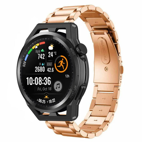 Steel Strap, rose gold, on a watch, 3/4 front view