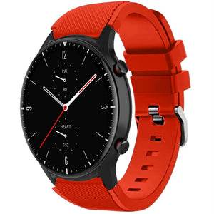 Twill Silicone Strap, red, on a watch, 3/4 front view