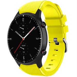 Twill Silicone Strap, yellow, on a watch, 3/4 front view