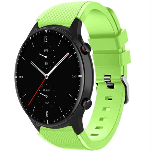 Twill Silicone Strap, light green, on a watch, 3/4 front view