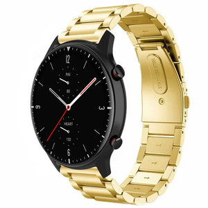 Steel Strap, gold, on a watch, 3/4 front view