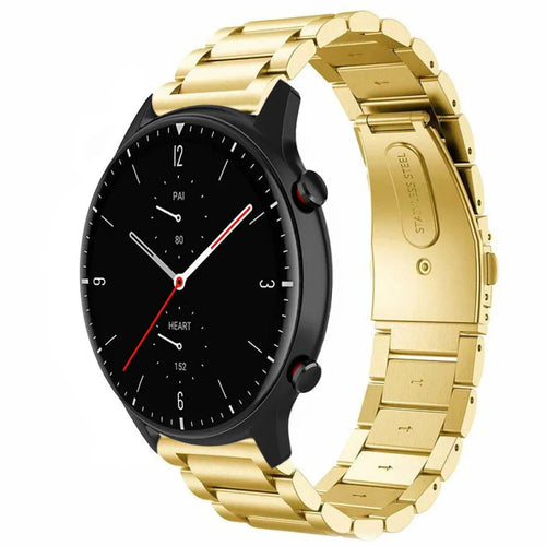 Steel Strap, gold, on a watch, 3/4 front view