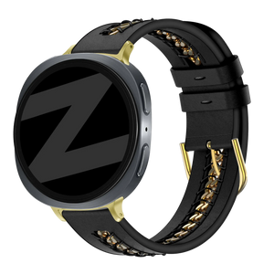 Bandz Samsung Galaxy Watch 8 Classic Leather Strap 'Chains' (Black)
