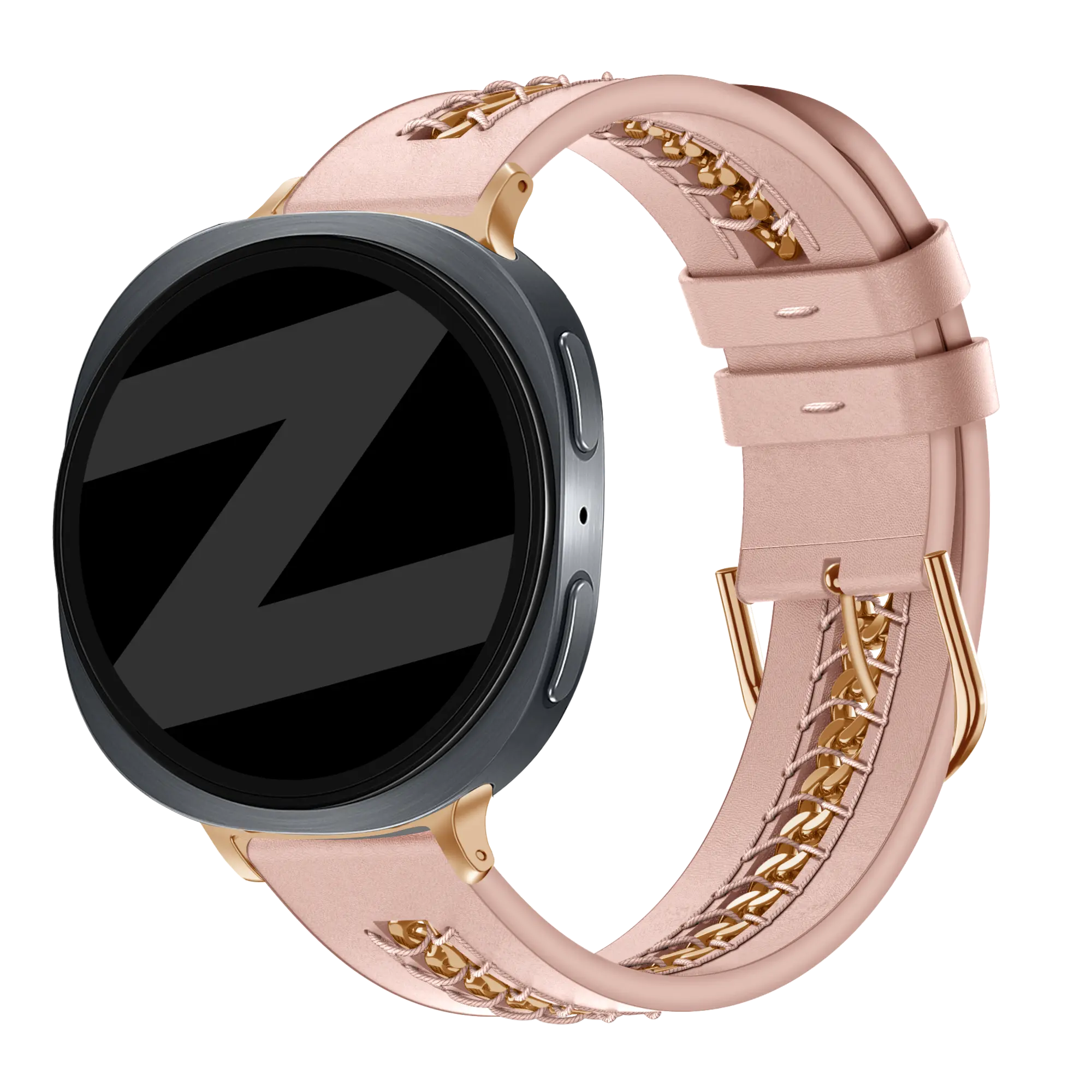 Bandz Samsung Galaxy Watch 9 - 40mm leren band 'Chains' (roze)