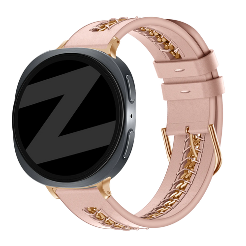 Bandz Samsung Galaxy Watch 8 - 44mm Leather Strap 'Chains' (Pink)
