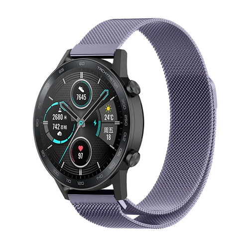 Milanese Strap, light purple, on a watch, 3/4 front view