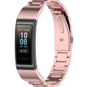 Steel Strap, pink, on a watch, 3/4 front view