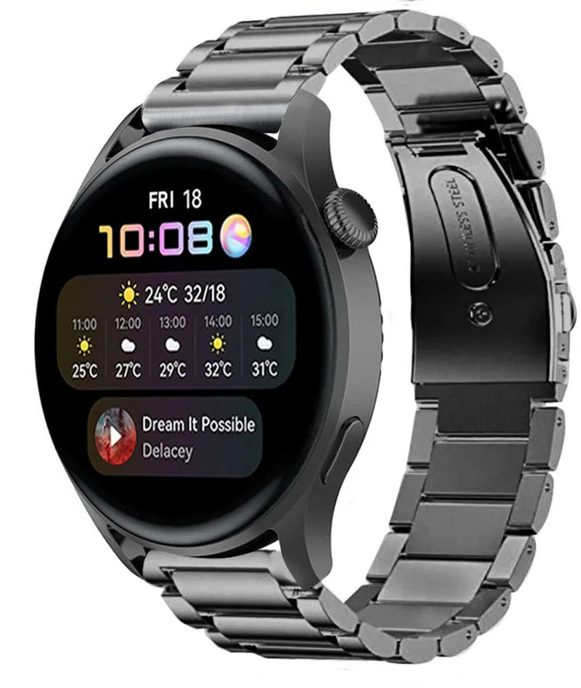 Titanium Strap, graphite, on a watch, 3/4 front view