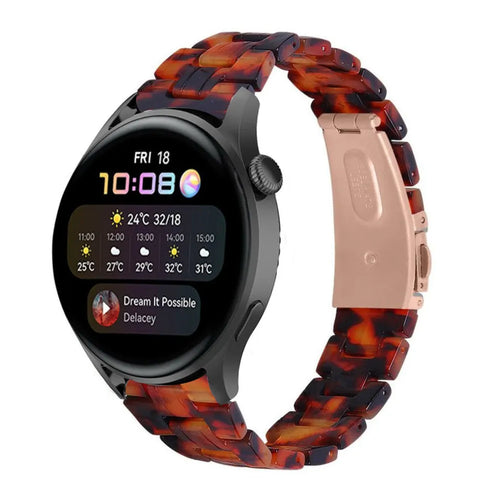 Metal Resin Strap, lava, on a watch, 3/4 front view