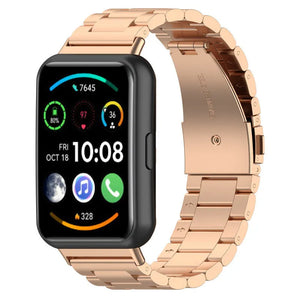 Steel Strap, rose gold, on a watch, 3/4 front view