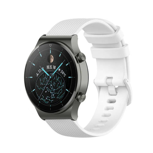 Premium Silicone Strap, white, on a watch, 3/4 front view