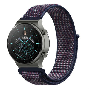Nylon Strap, indigo, on a watch, 3/4 front view