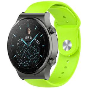 Silicone Sport Strap, light green, on a watch, 3/4 front view