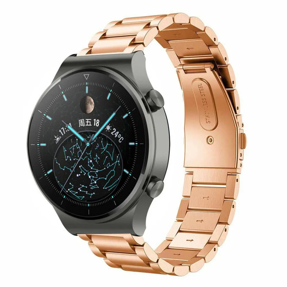 Steel Strap, rose gold, on a watch, 3/4 front view