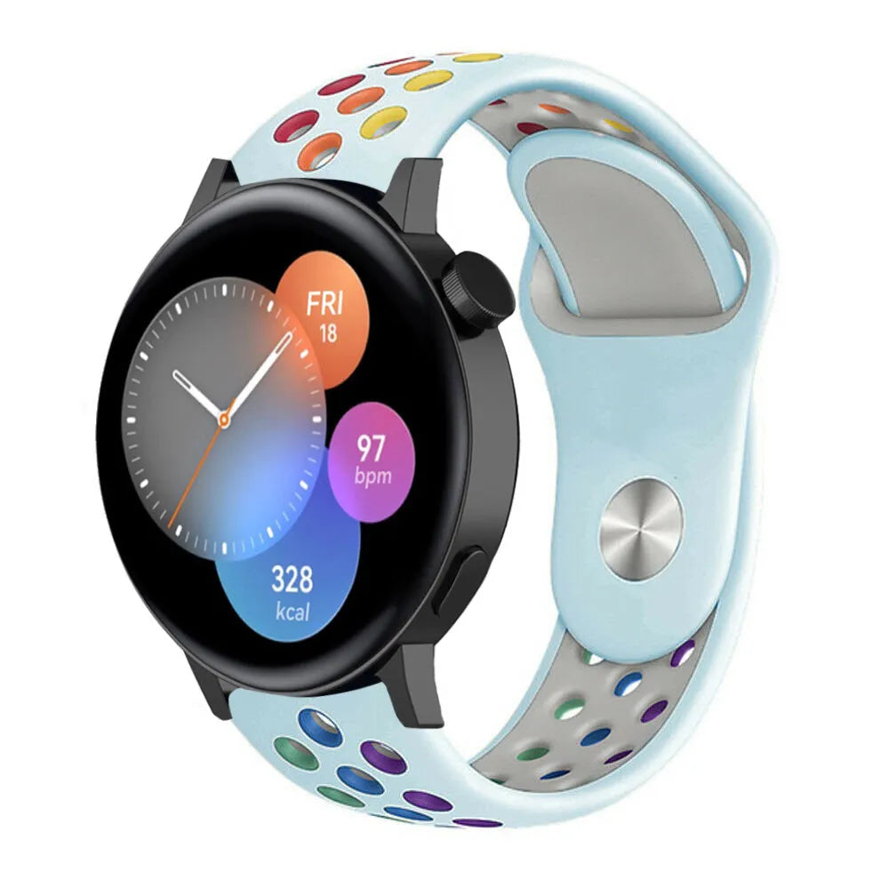 Silicone Sport Strap, on a watch, 3/4 front view