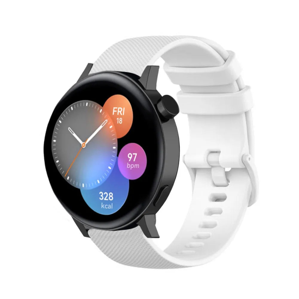 Premium Silicone Strap, white, on a watch, 3/4 front view