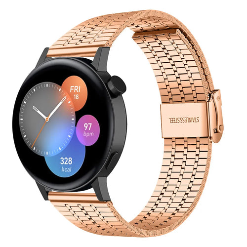 Fine Steel Strap, rose gold, on a watch, 3/4 front view