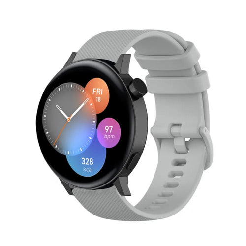 Premium Silicone Strap, grey, on a watch, 3/4 front view