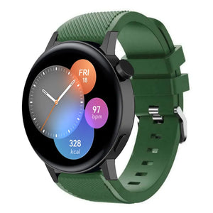 Twill Silicone Strap, army green, on a watch, 3/4 front view