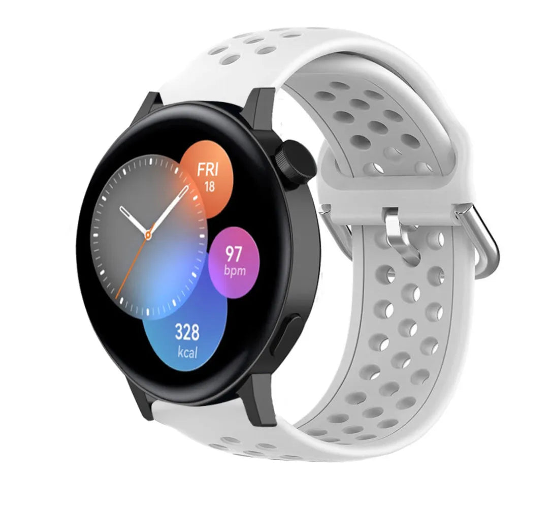 Breathable Silicone Strap, white, on a watch, 3/4 front view
