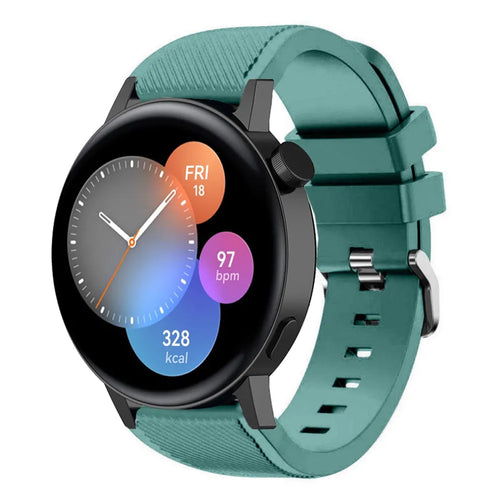 Twill Silicone Strap, viridian, on a watch, 3/4 front view