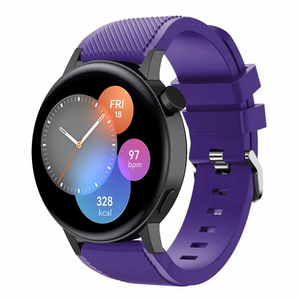 Twill Silicone Strap, purple, on a watch, 3/4 front view
