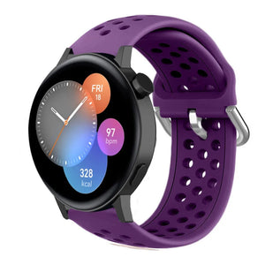 Breathable Silicone Strap, purple, on a watch, 3/4 front view