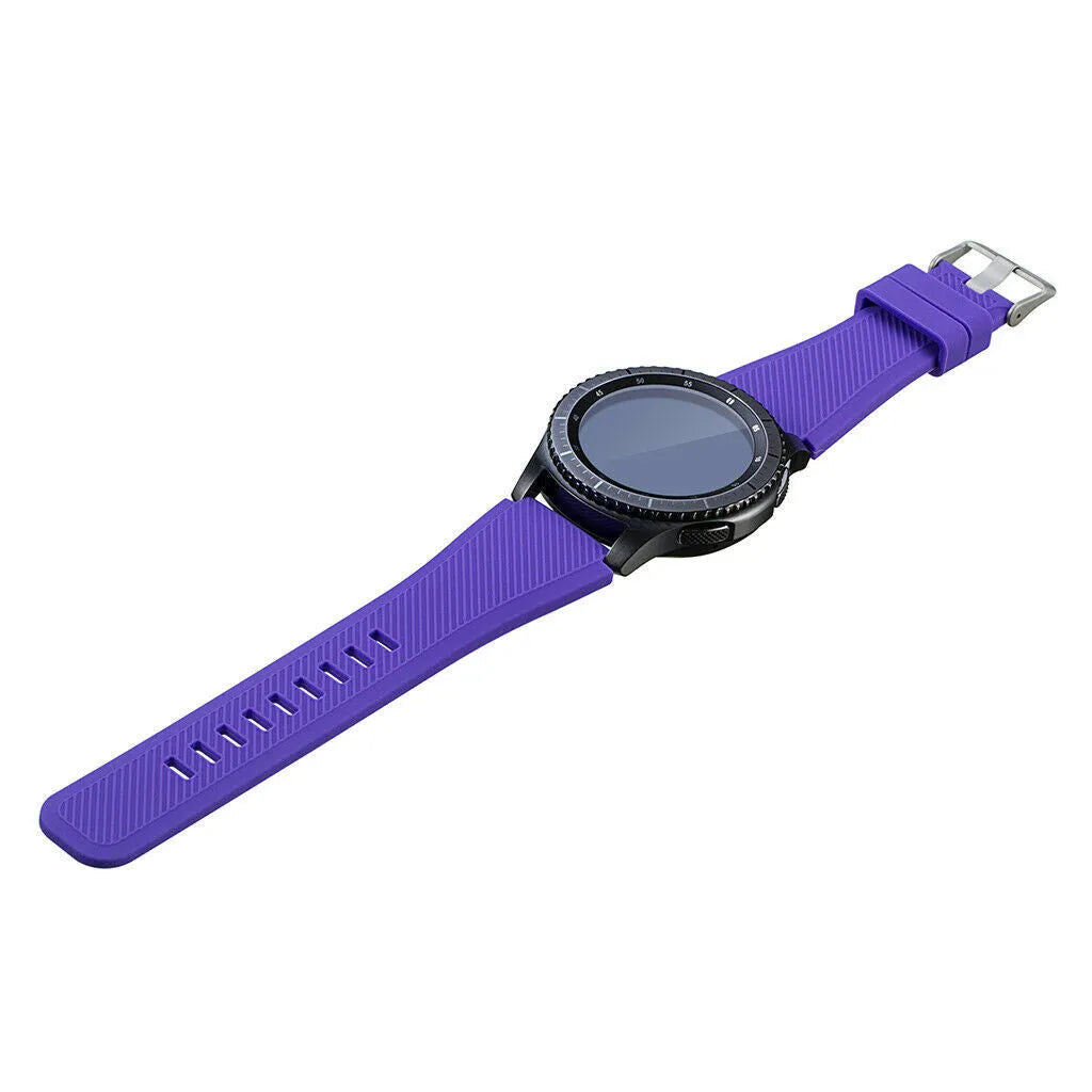 Twill Silicone Strap, purple, on a watch, 3/4 front view