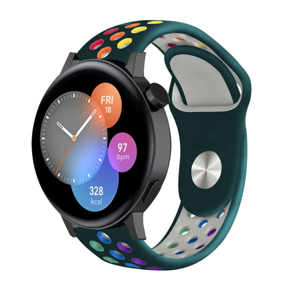 Silicone Sport Strap, on a watch, 3/4 front view