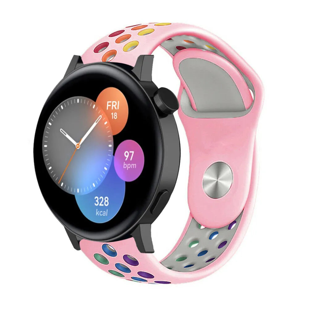 Silicone Sport Strap, on a watch, 3/4 front view