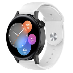 Silicone Sport Strap, white, on a watch, 3/4 front view