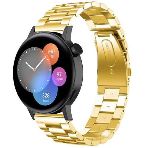 Steel Strap, gold, on a watch, 3/4 front view