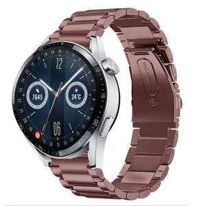 Steel Strap, bronze, on a watch, 3/4 front view