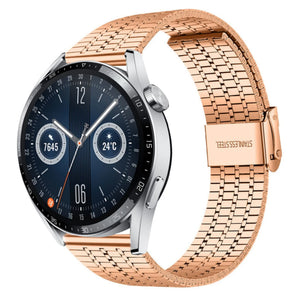Fine Steel Strap, rose gold, on a watch, 3/4 front view