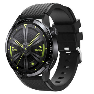 Twill Silicone Strap, black, on a watch, 3/4 front view