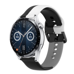 Silicone Triple Sport Strap, on a watch, 3/4 front view