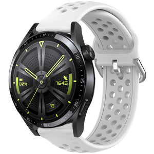 Breathable Silicone Strap, white, on a watch, 3/4 front view