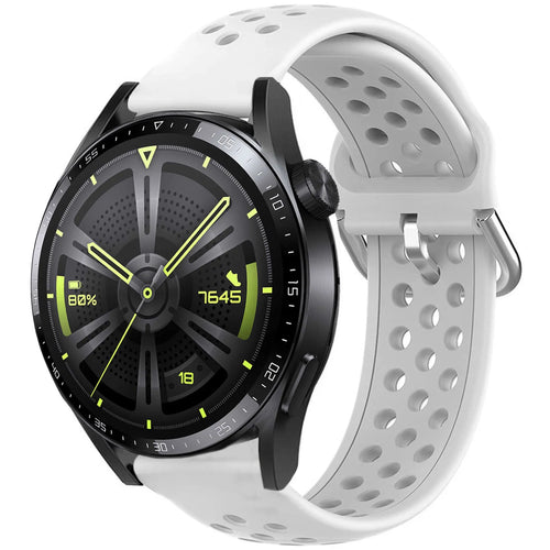 Breathable Silicone Strap, white, on a watch, 3/4 front view