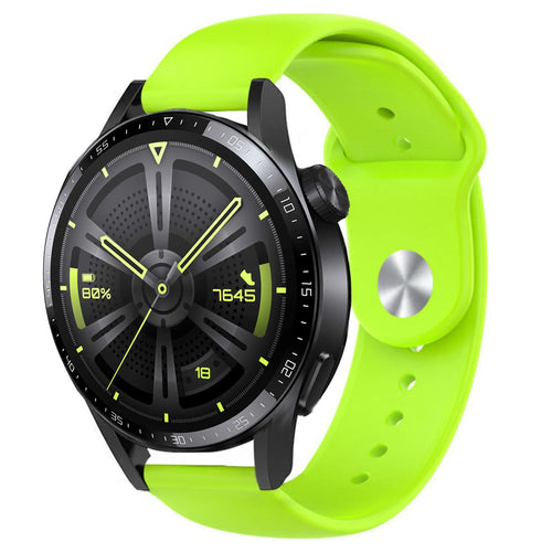 Silicone Sport Strap, light green, on a watch, 3/4 front view